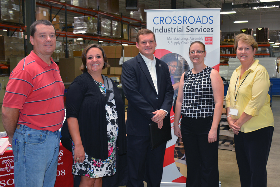Group Photo of Brandon Herget, Senator Joe Donnelly’s Indiana Regional Office Director, Crossroad Industrial Services, and INARF staff